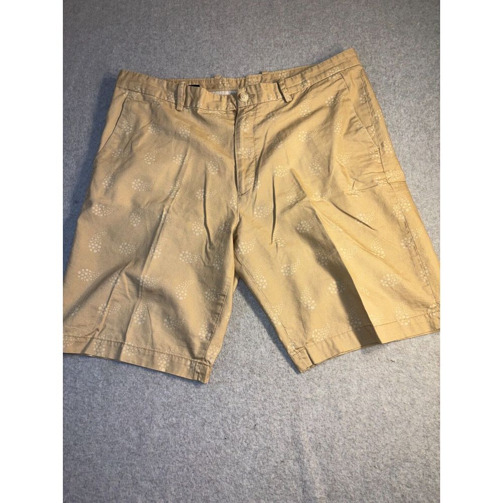 Perry Ellis Chino Shorts Men Size 36 Brown 100% Cotton Slash Pockets Medium Wash